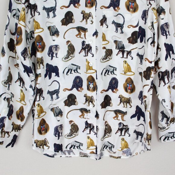 NWT Burberry Monkey Zoo Silk Button Shirt - Picture 11 of 16